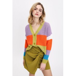 Cardigan Oversize Cropped a Righe - Please Fashion