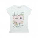 t-shirt donna heart con strass W1309 STRASS "HAPPINESS"