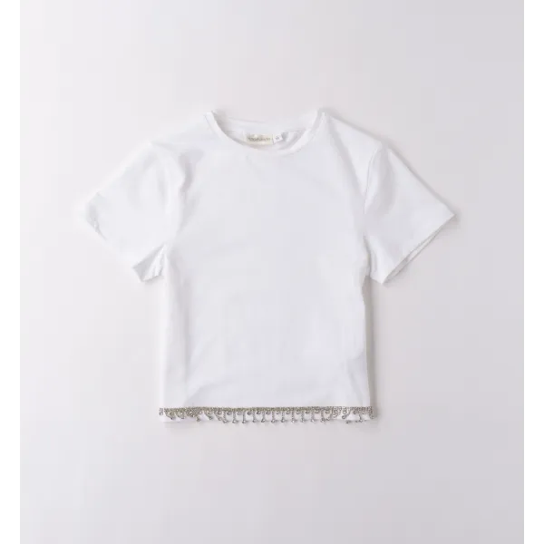 Sarabanda | T-Shirt da ragazza con orlo gioiello | 0B519
