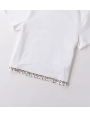 Sarabanda | T-Shirt da ragazza con orlo gioiello | 0B519